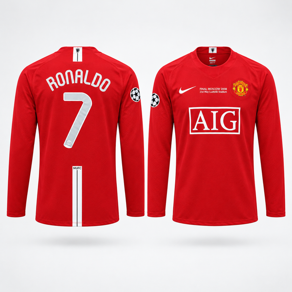 Cristiano Ronaldo #7 2008 UCL Final Manchester United Long Sleeve Jersey