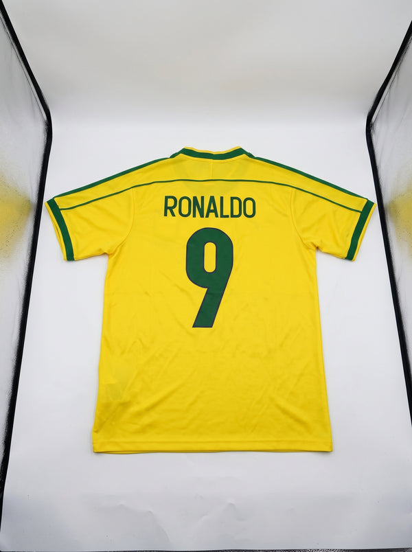 RONALDO #9 BRAZIL 1998 WORLD CUP HOME SHIRT KIT JERSEY
