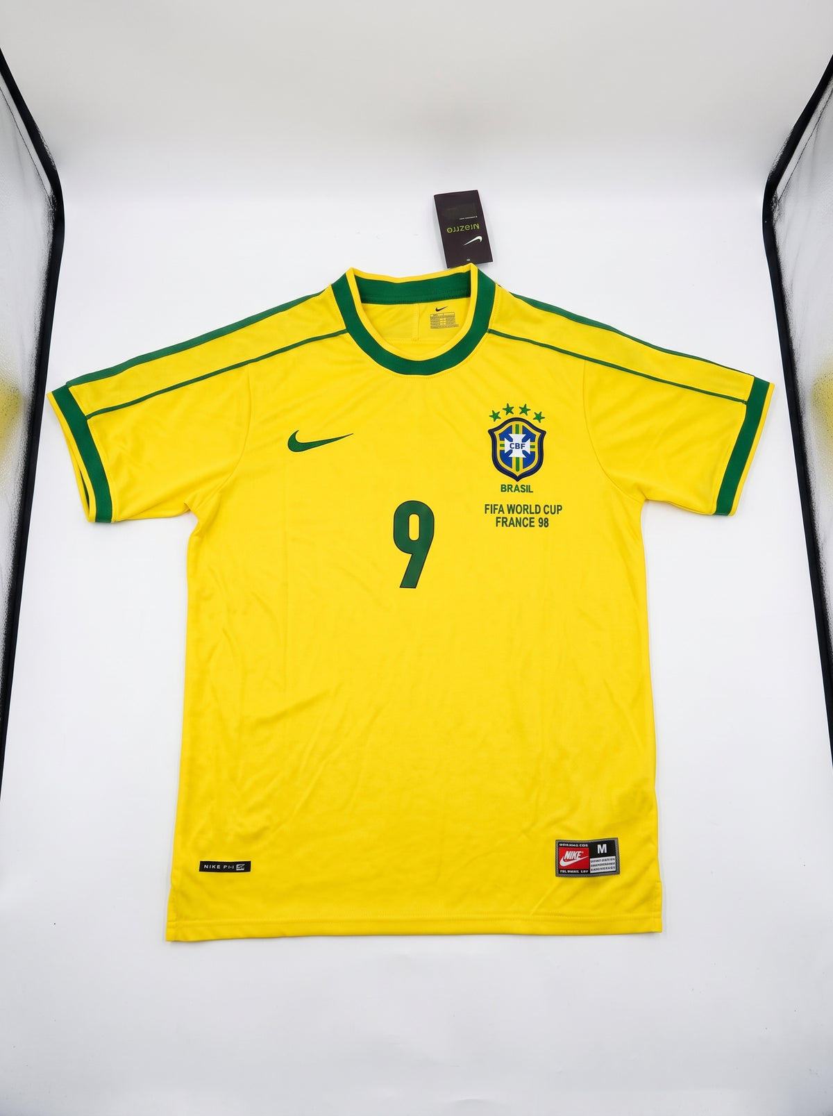 RONALDO #9 BRAZIL 1998 WORLD CUP HOME SHIRT KIT JERSEY